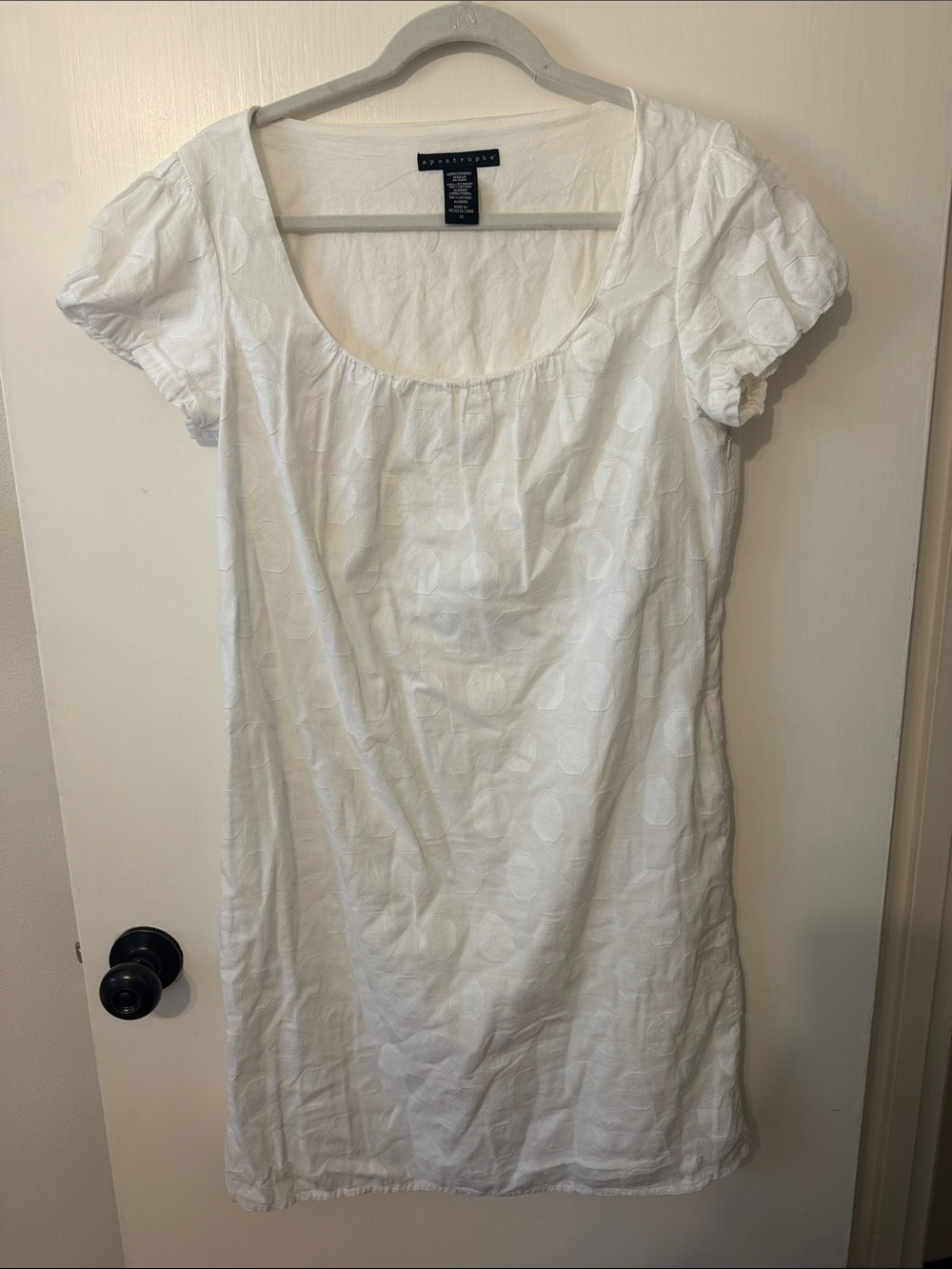 Apostrophe White Scoop Neck Short Sleeve Dress